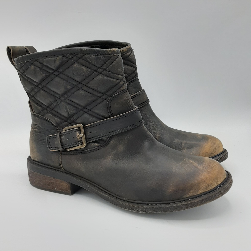 Lucky Brand Nordic Leather Distressed Quilted Booties.